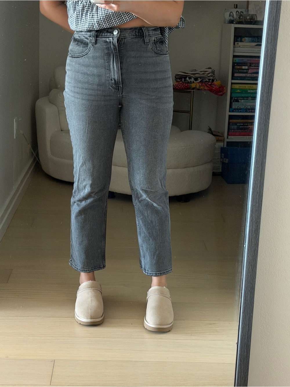 High-Rise Straight Leg Women's Jeans in Gray